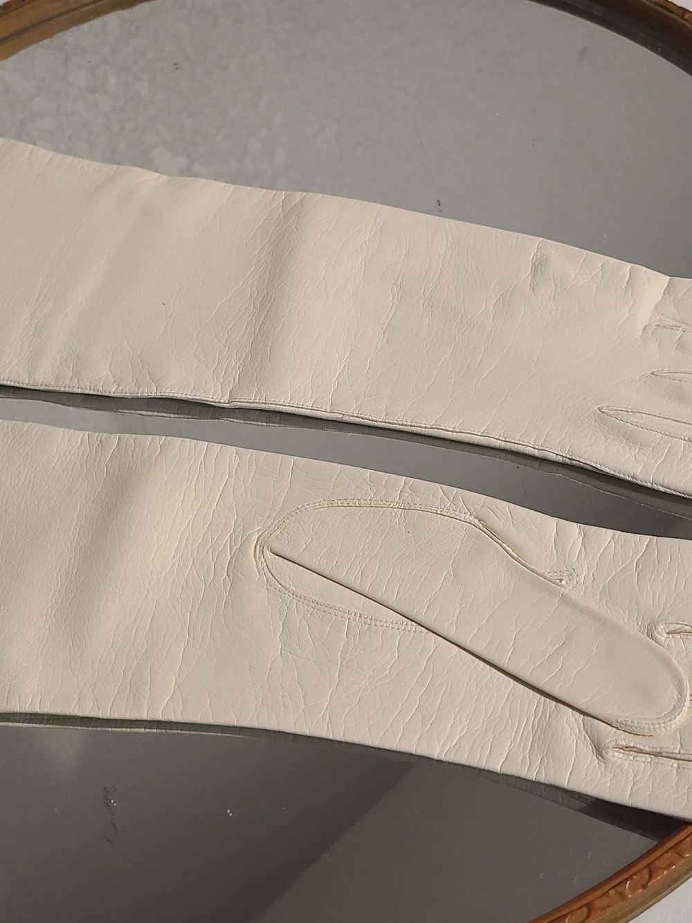 Vintage Kay Fuchs Women's White Kid Leather Opera Gloves